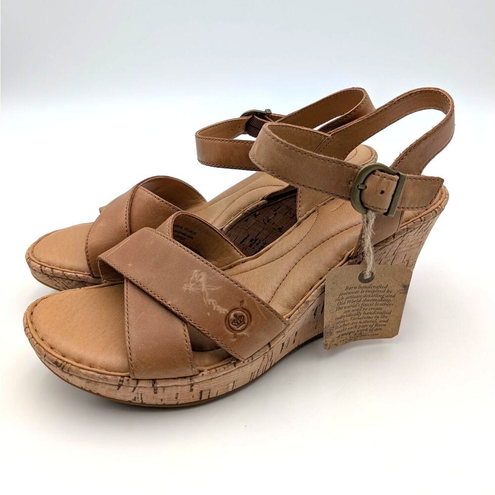 Børn Alaina Platform Wedge Sandals Open Toe Women's Brown Size US9M EU39.5